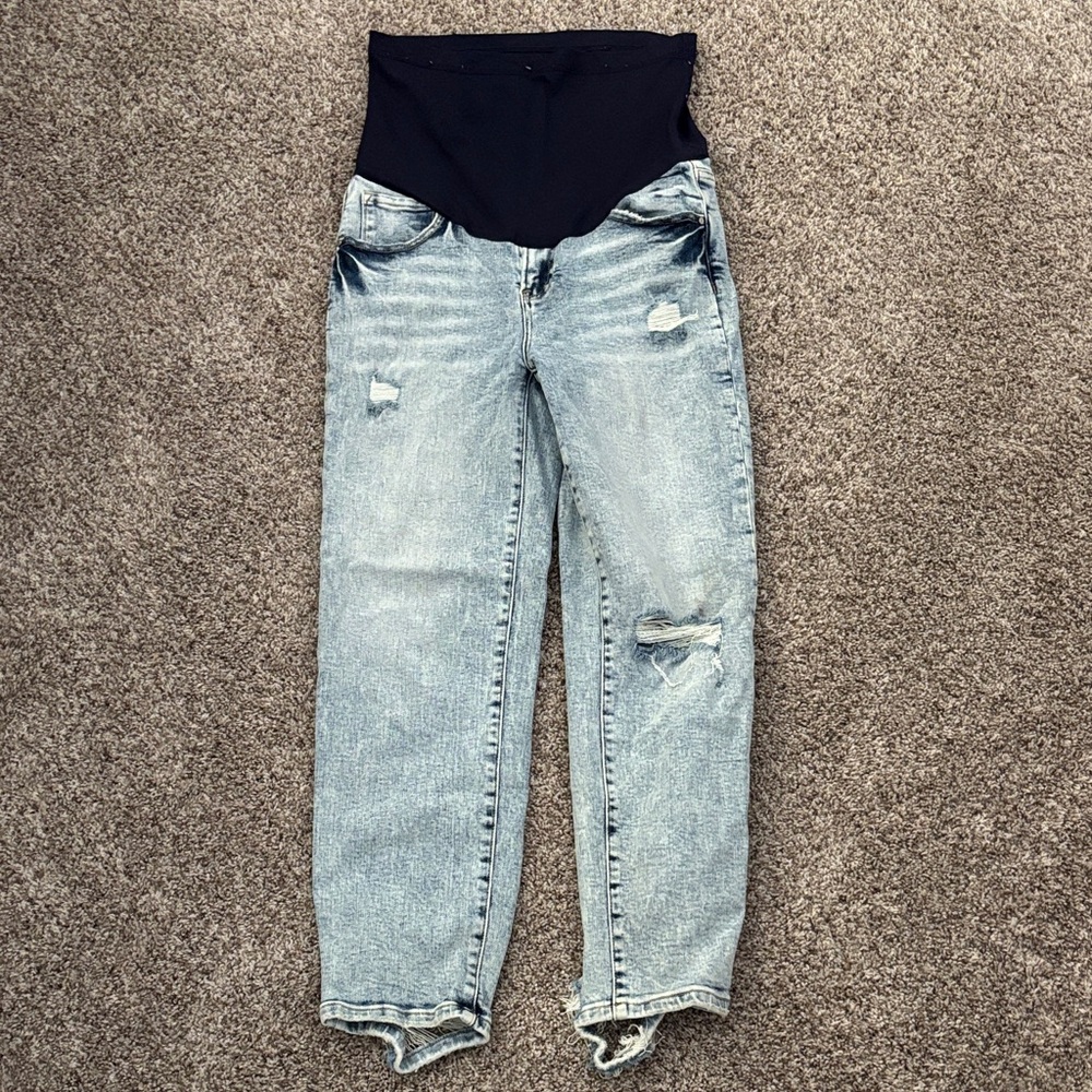 Pinkblush Light Blue Distressed Maternity Jeans